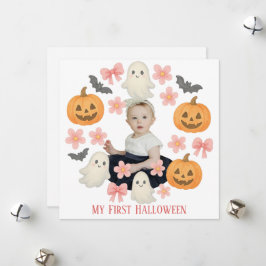 Mein erstes Halloween | Niedlicher Pumpkin & Ghost Feiertagskarte