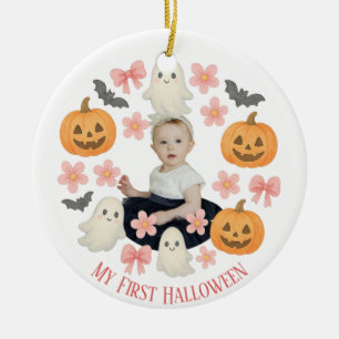 Mein erstes Halloween   Niedlicher Pumpkin & Ghost Keramik Ornament