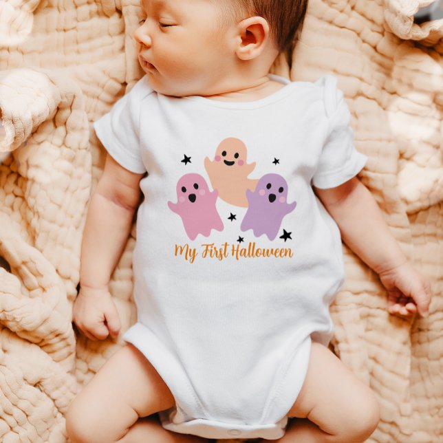 Mein erstes Halloween-Niedliches Geisterpink-Lila- Baby Strampler (Von Creator hochgeladen)