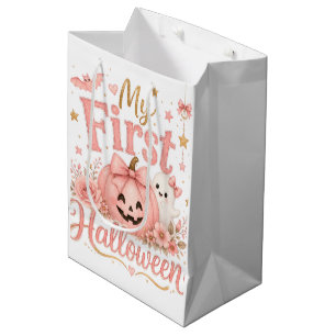 Mein erstes Halloween Rosa Kürbis Süßes Baby Mädch Mittlere Geschenktüte