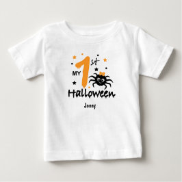 Mein erstes Halloween. Spinne, Sterne, bearbeitbar Baby T-shirt