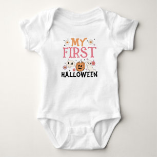 Mein erstes Halloween Süßer Kürbis Geist Groovy Baby Strampler