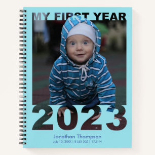 Mein erstes Jahr 2023 Modernes Cutout Baby Foto Bl Notizbuch