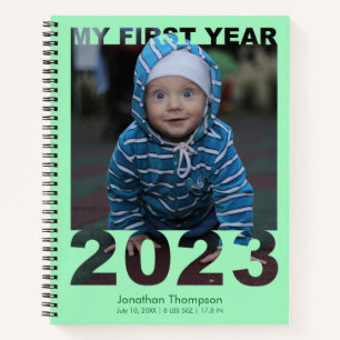 Mein erstes Jahr 2023 Modernes Cutout Baby Foto Gr Notizbuch