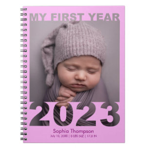 Mein erstes Jahr 2023 Modernes Cutout Baby Foto Pi Notizblock