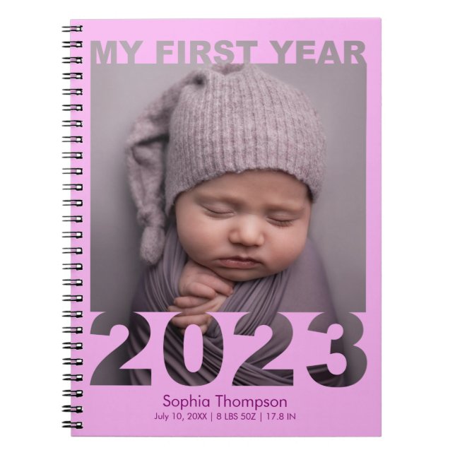 Mein erstes Jahr 2023 Modernes Cutout Baby Foto Pi Notizblock (Vorderseite)