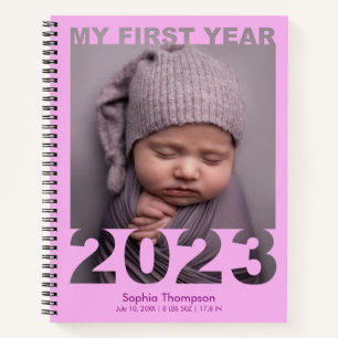 Mein erstes Jahr 2023 Modernes Cutout Baby Foto Pi Notizbuch