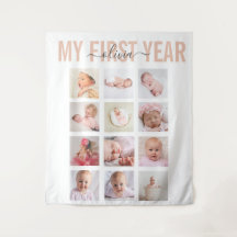 Mein erstes Jahr Baby Mädchenname 12 Foto Collage