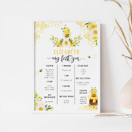 Mein erstes Jahr bin infographic Bumble bee milest Poster