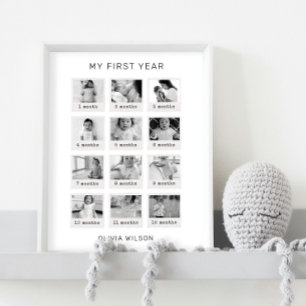 Mein erstes Jahr Poster Schwarz/Weiß