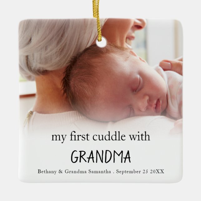 Mein erstes Kind mit Oma-Foto Keramikornament (Vorderseite)