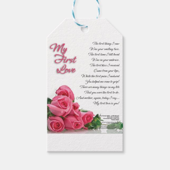 Mein erstes Liebe Gedicht Geschenkanhänger (Vorderseite)
