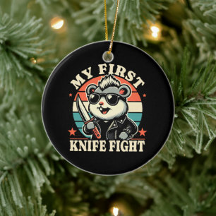 Mein erstes Messer Kampf - Cooler Hamster Keramik Ornament