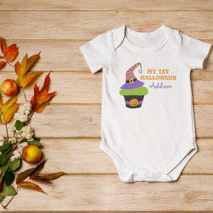 Mein erstes Niedliches Cupcake-Lila-Monogramm Baby Strampler