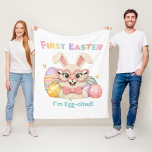 Mein erstes Osterei aufgeregtes Häschen-Baby-Gesch Fleecedecke
