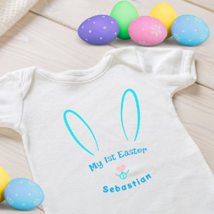 Mein erstes Ostern Blaues Häschen Baby Bodysuit Strampler