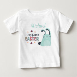 Mein erstes Ostern mit blauem Cartoon Hase und Nam Baby T-shirt