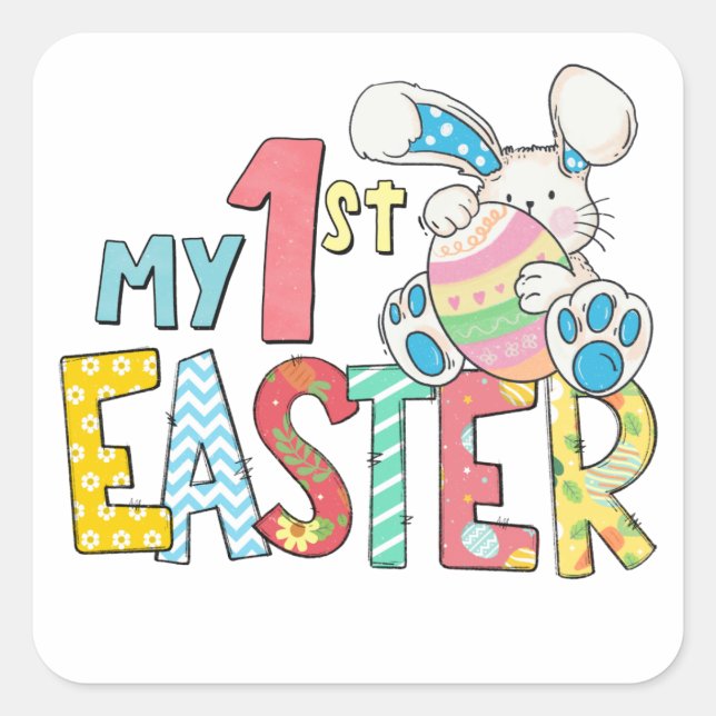 Mein erstes Ostern! Quadratischer Aufkleber (Vorderseite)