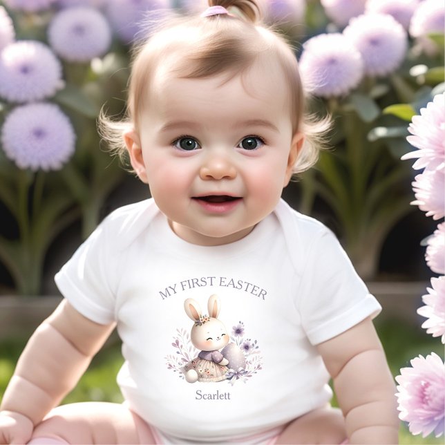 Mein erstes Ostersonnenmädchen Personalisiert Baby Strampler (My First Easter Bunny Girl Personalized Name Baby Bodysuit)