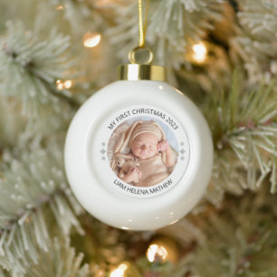 Mein erstes Personalisiertes Weihnachts-Elegant-Ba Keramik Kugel-Ornament