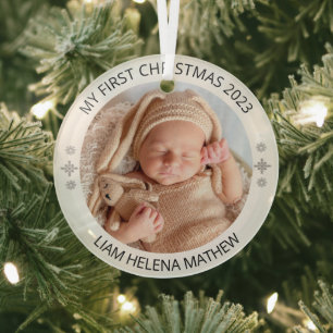 Mein erstes Personalisiertes Weihnachts-Elegant-Ba Ornament Aus Glas