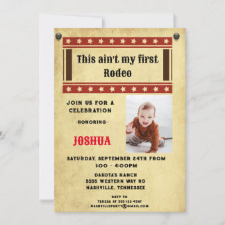 Mein erstes Rodeo Cowboy-Foto Einladung