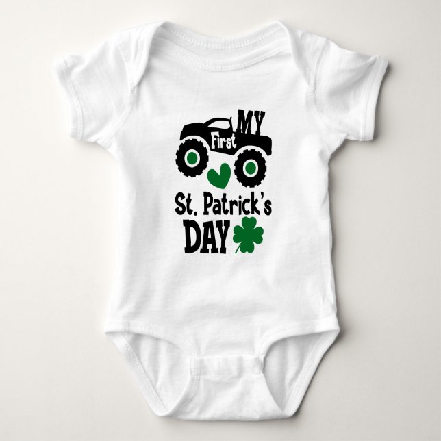 Mein erstes St. Patrick's Day Monster Truck Baby Baby Strampler (Vorderseite)