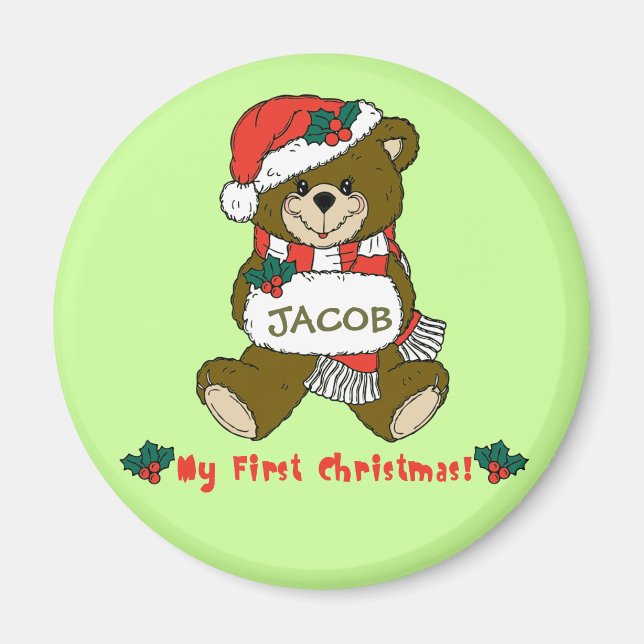 Mein erstes Teddy-Bären-T-Shirt für Weihnachten in Magnet (Vorne)