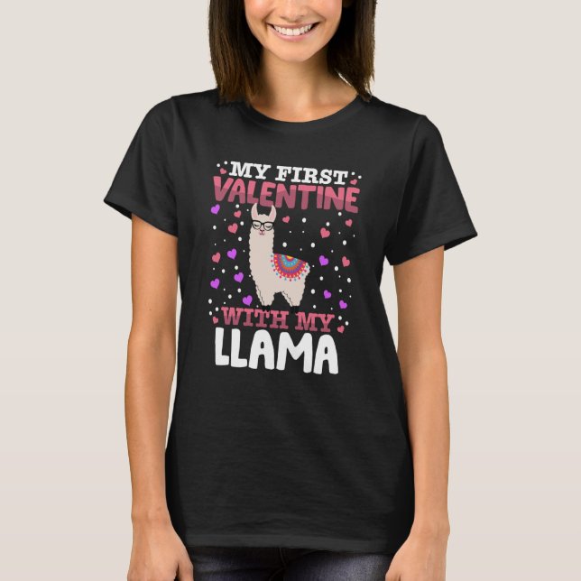 Mein erstes Valentin mit meinem Lama-Tierherz-Coup T-Shirt (Vorderseite)