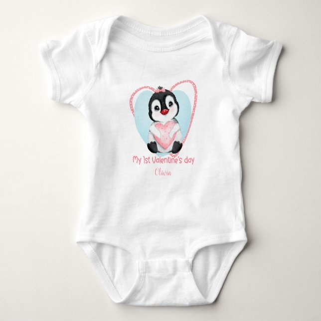Mein erstes Valentinstag Personalisiertes Baby Mäd Strampler (Vorderseite)