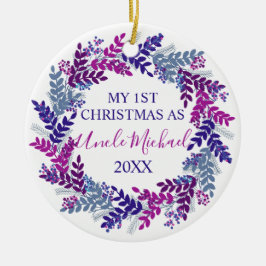 Mein erstes Weihnachten als Lila Kranz Keramik Ornament