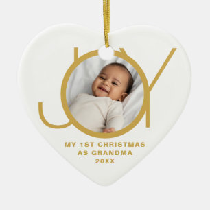 Mein erstes Weihnachten als Oma Foto Gold Weiß Keramik Ornament