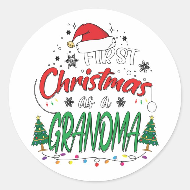 Mein erstes Weihnachten als Oma Funny New Oma Runder Aufkleber (Vorderseite)