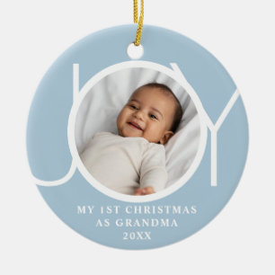 Mein erstes Weihnachten als Oma Joy Foto Blau Keramik Ornament