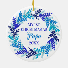 Mein erstes Weihnachten als Papa Elegante Blauer K Keramik Ornament