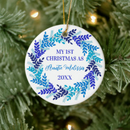 Mein erstes Weihnachten als Tante Elegant Blue Wre Keramik Ornament