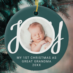 Mein erstes Weihnachten als Urgroßmutter Foto Grün Keramik Ornament