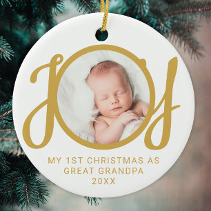 Mein erstes Weihnachten als Urgroßvater Foto Gold  Keramik Ornament