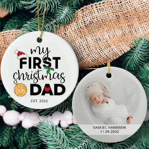 Mein erstes Weihnachten als Vater mit Namen und Fo Keramik Ornament