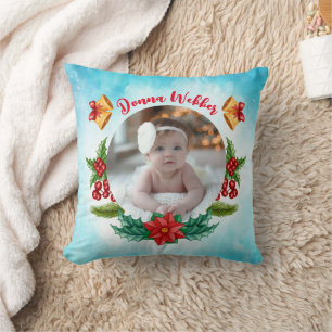 Mein erstes Weihnachten Blau Kissen