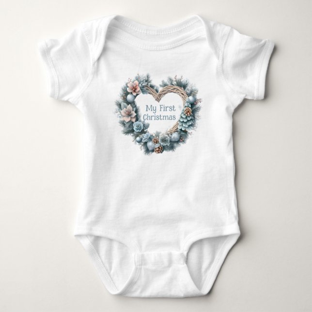 Mein erstes Weihnachten - Blumenreath - Baby Strampler (Vorderseite)