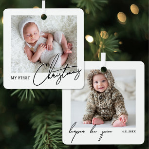 Mein erstes Weihnachten Einfache elegante Baby-Fot Ornament Aus Metall