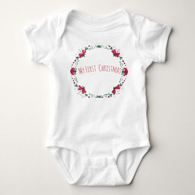 "Mein erstes Weihnachten" einteilig für Baby Strampler (Vorderseite)