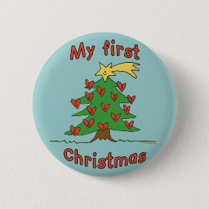 Mein erstes Weihnachten (glücklicher Baumentwurf) Button