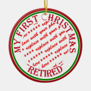 Mein erstes Weihnachten im Ruhestand Bilderrahmen Keramik Ornament
