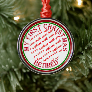 Mein erstes Weihnachten im Ruhestand Bilderrahmen Ornament Aus Metall
