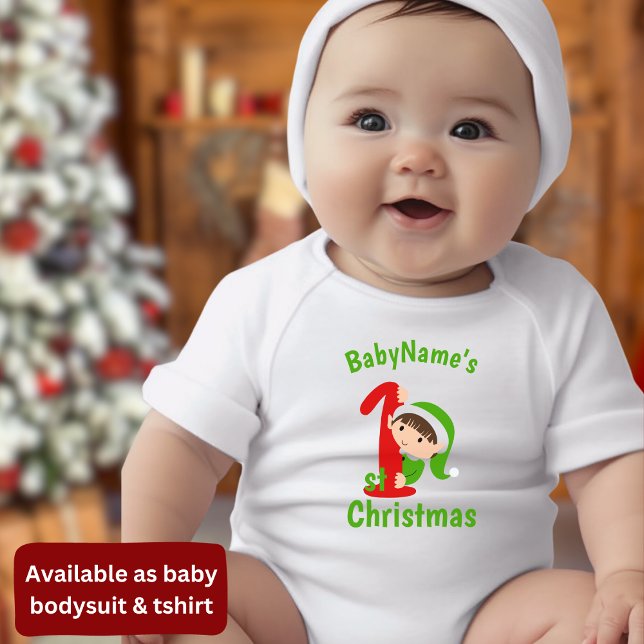 Mein erstes Weihnachten mit dem Namen niedliche gr Baby Strampler (Von Creator hochgeladen)