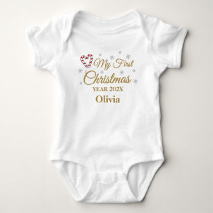 Mein erstes Weihnachten mit Name und Jahr Baby Bod Strampler