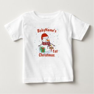 Mein erstes Weihnachten mit Namen niedlicher Schne Baby T-shirt