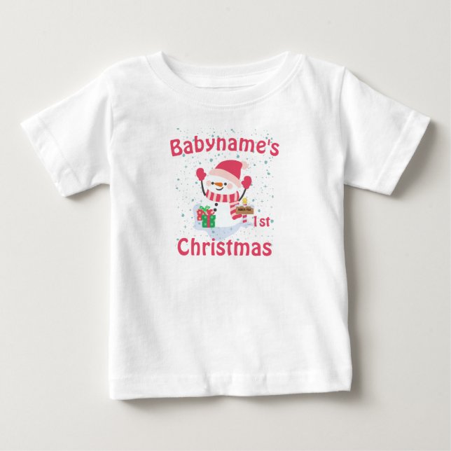 Mein erstes Weihnachten mit Namen niedlicher Schne Baby T-shirt (Vorderseite)